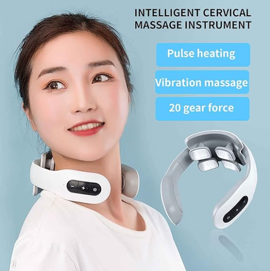 4 Heads TENS Electric Stimulation Heating Neck Massager - Image 3