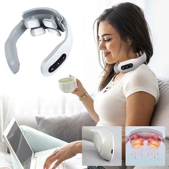 4 Heads TENS Electric Stimulation Heating Neck Massager - Image 5